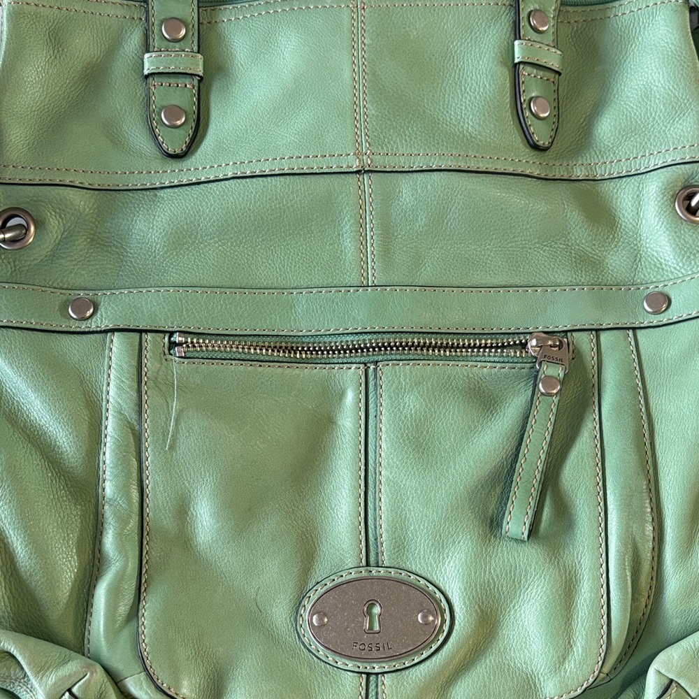 Fossil Mint Green Leather Shoulder Bag